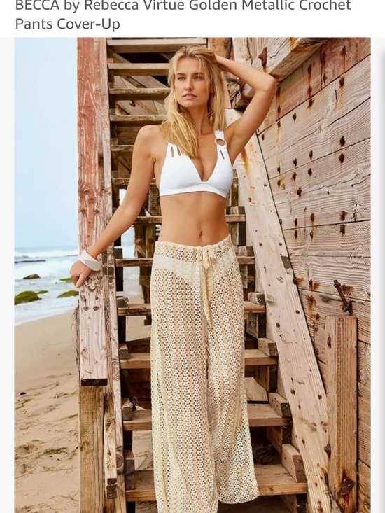 BECCA Other - Becca NWT Size LARGE Cover-Up Pants in Metallic Cream Retail $88